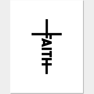 Faith in Curved Font Cross Illustration Christmas gift Posters and Art